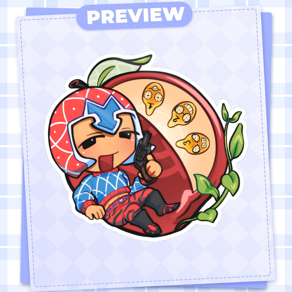 Guido Mista Apple JJBA Die Cut Stickers (100mm x 96mm)