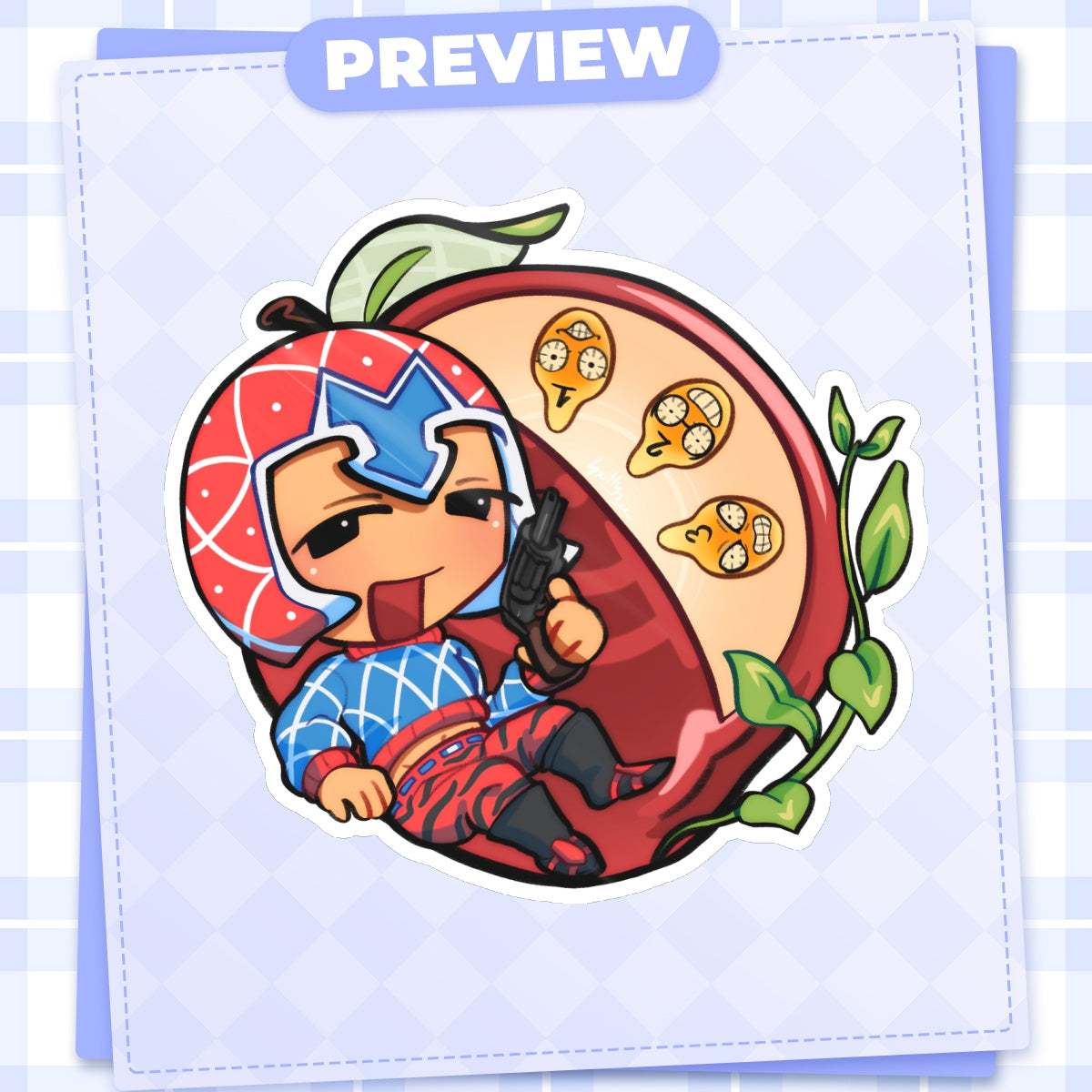 Guido Mista Apple JJBA Die Cut Stickers (100mm x 96mm)