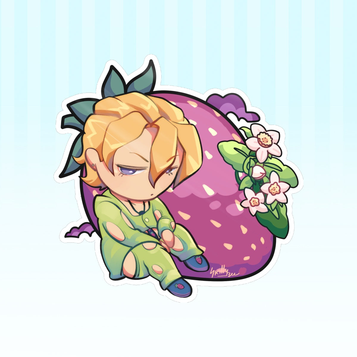 Panacotta Fugo Strawberry JJBA Die Cut Stickers (102mm x 101mm)