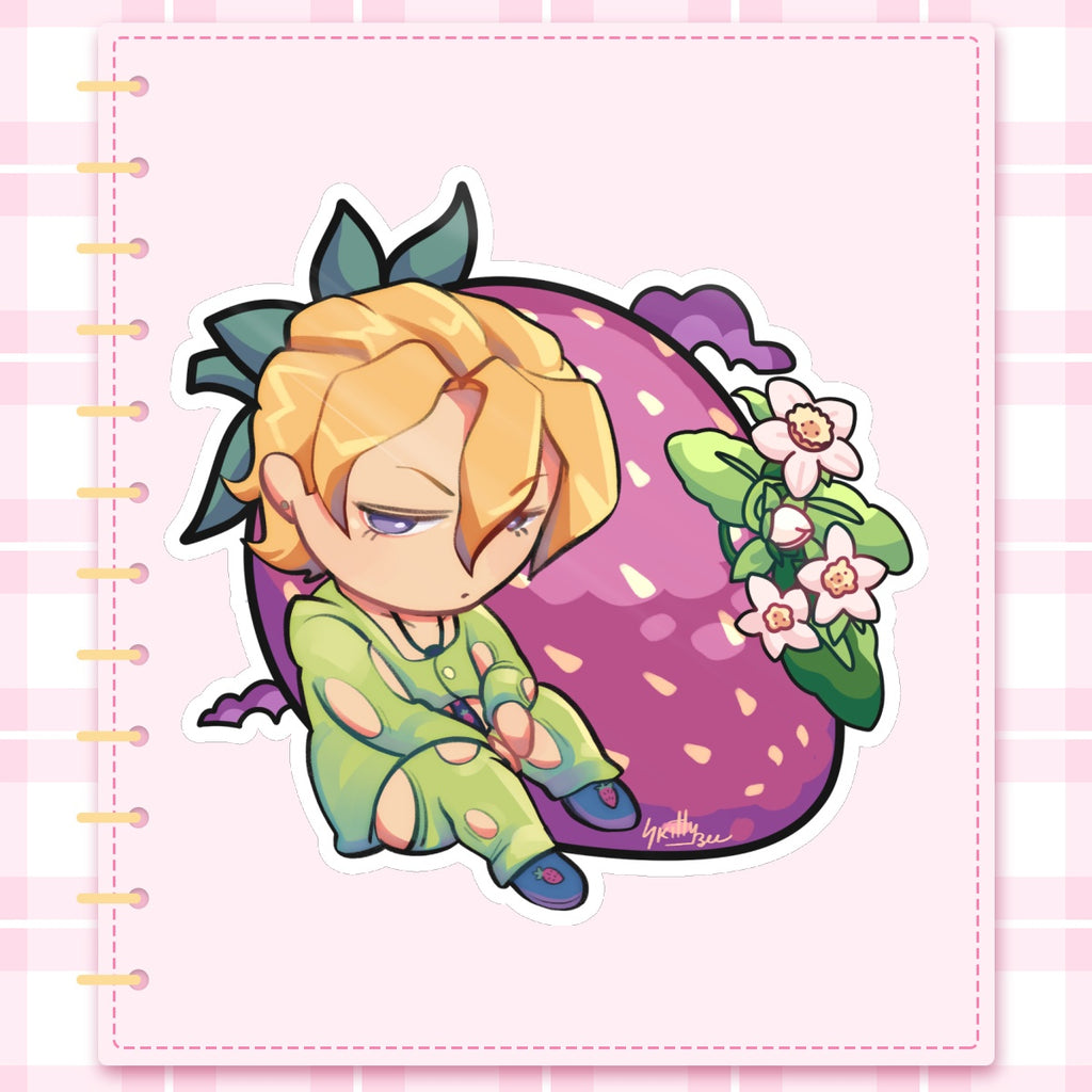 Panacotta Fugo Strawberry JJBA Die Cut Stickers (102mm x 101mm)