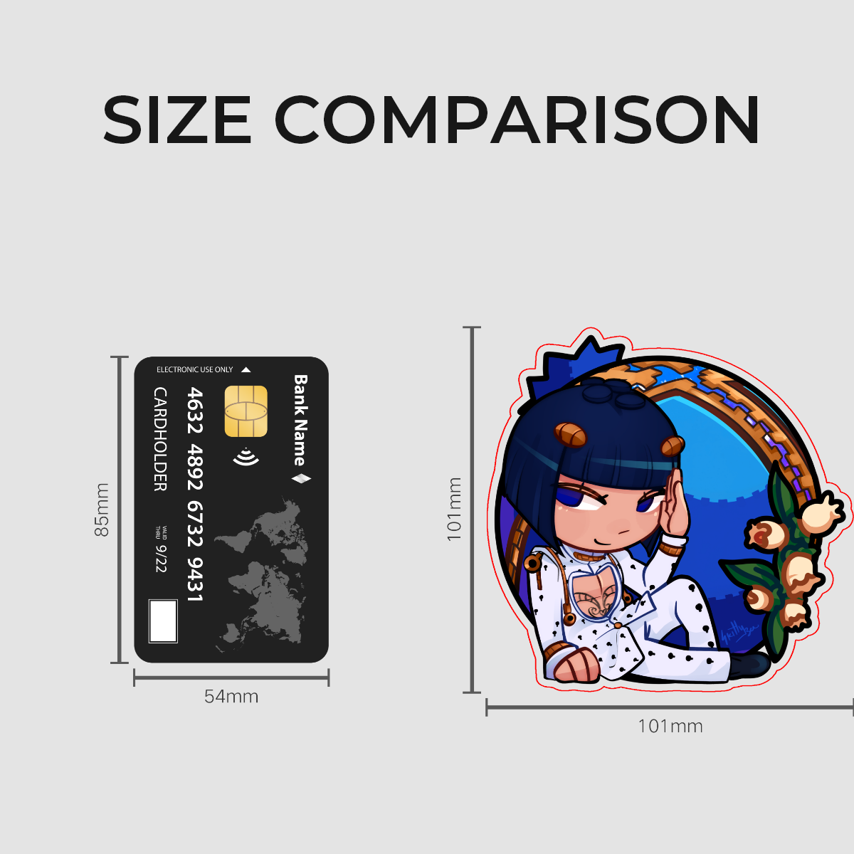 Bruno Bucciarati Blueberry JJBA Die Cut Stickers (102mm x 101mm)