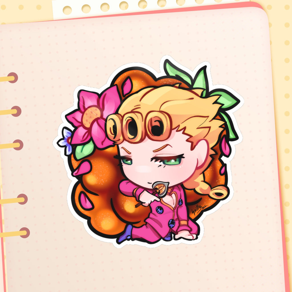 Giorno Giovanna Berry JJBA Die Cut Stickers (101mm x 102mm)